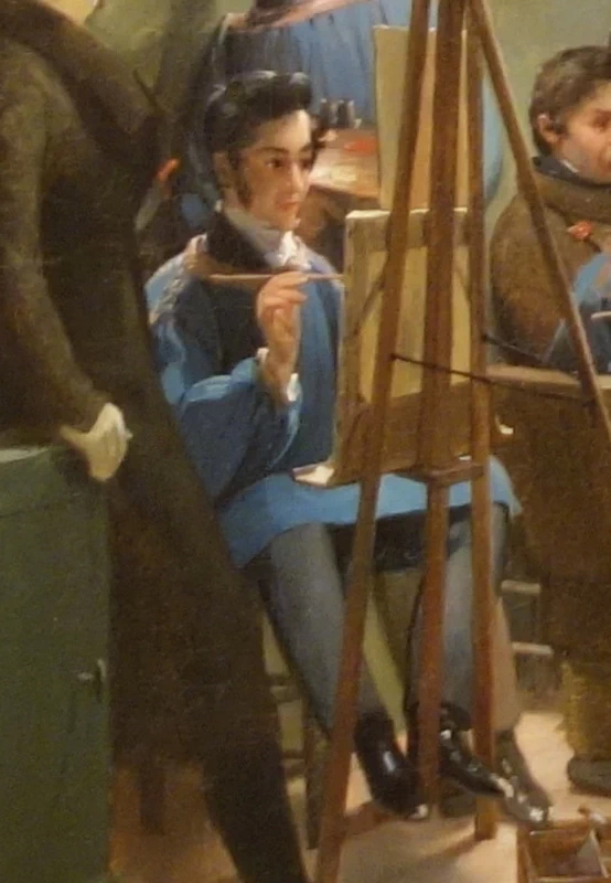 Eugène Lepoittevin-24-Lo studio dell'artista di Auguste-Xavier Leprince, 1826 - Chazen Museum of Art, Madison - dettaglio 1